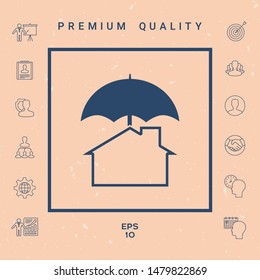 Security and protection icon. Home under umbrella. Graphic elements for your design