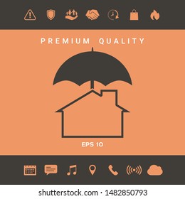 Security and protection icon. Home under umbrella. Graphic elements for your design