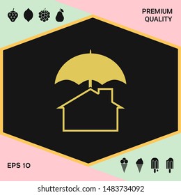 Security and protection icon. Home under umbrella. Graphic elements for your design