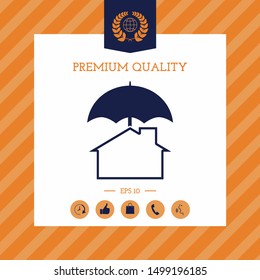 Security and protection icon. Home under umbrella. Graphic elements for your design
