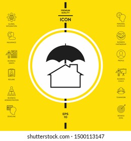 Security and protection icon. Home under umbrella. Graphic elements for your design