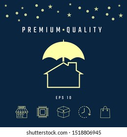 Security and protection icon. Home under umbrella. Graphic elements for your design