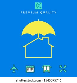 Security and protection icon. Home under umbrella. Graphic elements for your design