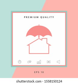 Security and protection icon. Home under umbrella. Graphic elements for your design
