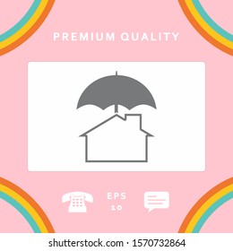 Security and protection icon. Home under umbrella. Graphic elements for your design
