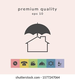 Security and protection icon. Home under umbrella. Graphic elements for your design