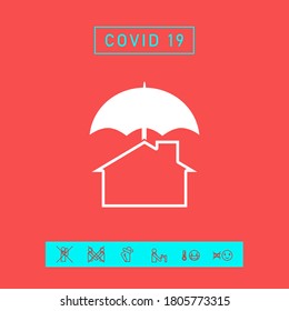 Security and protection icon. Home under umbrella. Graphic elements for your design