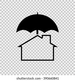 Security and protection icon. Home under umbrella.