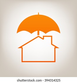 Security and protection icon. Home under umbrella.