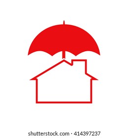 Security and protection icon. Home under umbrella.