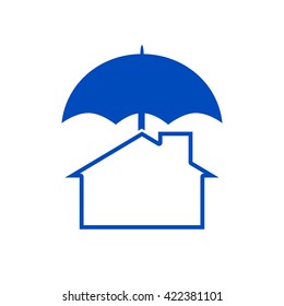 Security and protection icon. Home under umbrella.