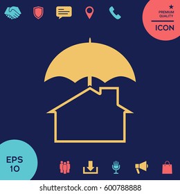 Security and protection icon. Home under umbrella