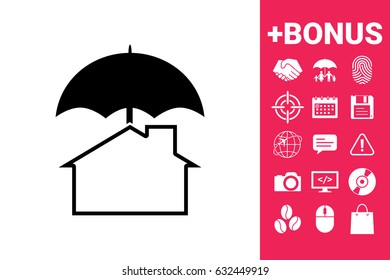 Security and protection icon. Home under umbrella