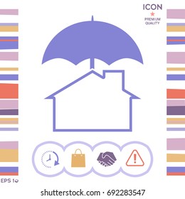 Security and protection icon. Home under umbrella