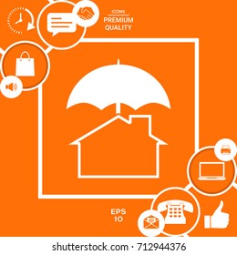 Security and protection icon. Home under umbrella