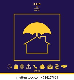 Security and protection icon. Home under umbrella