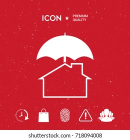 Security and protection icon. Home under umbrella
