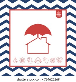 Security and protection icon. Home under umbrella