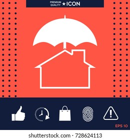Security and protection icon. Home under umbrella