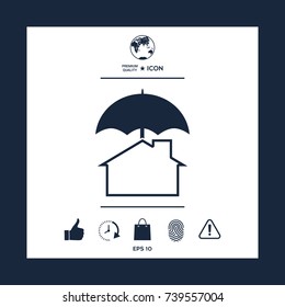 Security and protection icon. Home under umbrella