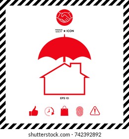 Security and protection icon. Home under umbrella