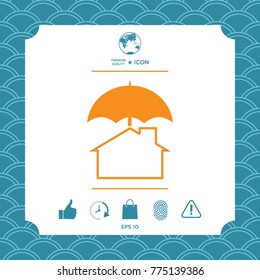 Security and protection icon. Home under umbrella