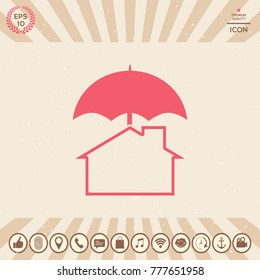 Security and protection icon. Home under umbrella