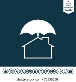 Security and protection icon. Home under umbrella