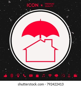 Security and protection icon. Home under umbrella