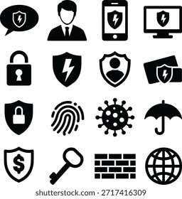 Security and Protection Icons Collection shield lock Vector. Security and protection icons illustration showing safety shield vector
