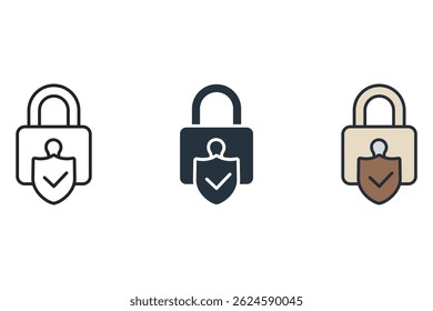 security protection icons isolated on White Background. Flat style design