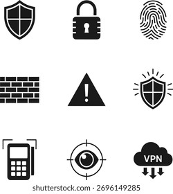 Security and protection icons isolated on white background