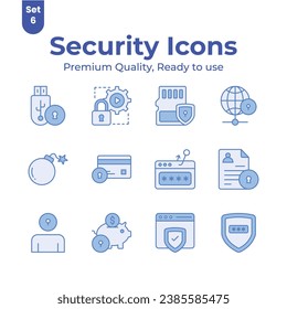 Security and protection icons set isolated on white background