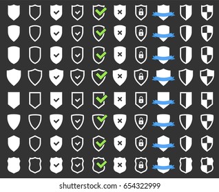 security protection icons set, shield sign