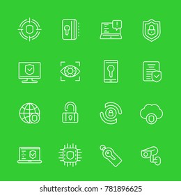 Security and protection line icons set, secure browsing, data protection, cybersecurity, privacy, online safety