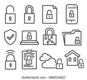 Security and protection line icons vector. Editable stroke. Security Icon Set

