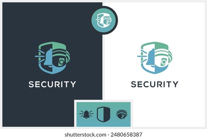 Colección de logotipo de seguridad y protección, vigilancia cctv, Vector de logotipo de alarma de advertencia. Simple estilo de icono creativo. Plantilla de ilustración moderna.