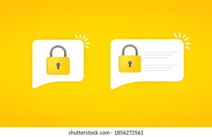 Security Protection Message Notice. Digital Online Secure Push Notification Message. Device Protected With Internet Safety Firewall System. Vector On Isolated Background. EPS 10