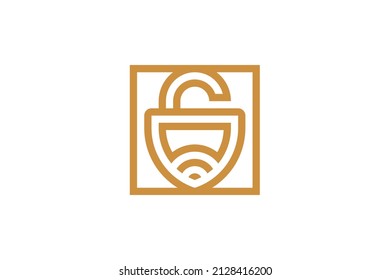 Monoline-Logo für Sicherheit und Schutz