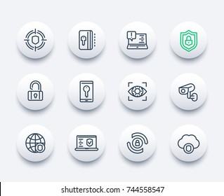 Security And Protection, Secure Browsing, Cybersecurity Line Icons