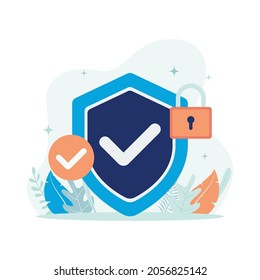 Protección de seguridad, protección de protección, ilustración de icono de candado. Vector plano adecuado para muchos fines.