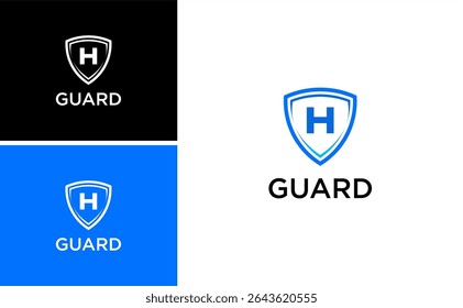 Sicherheits-Schutzschild-Logo mit Buchstabe H Design Vektor. gesicherter Business-Technologie-Service für Markenunternehmen