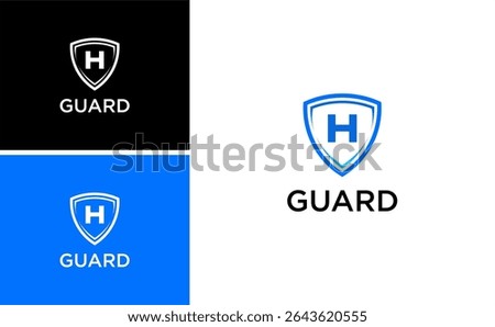 security protection shield logo with letter H design vector. secured business technology service for brand company