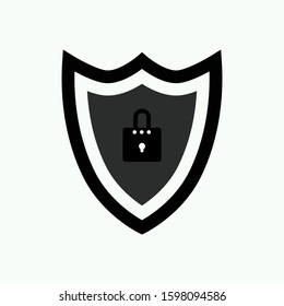 Security and protection shield with padlock. Shield with padlock. Flat vector icon