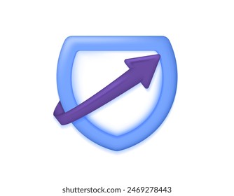 security and protection system updates. antivirus, guard, defend. illustration of a shield with an upward arrow. symbol or icon. minimalist 3d concept illustration design. graphic elements