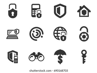 Security and protection vector icons for user interface design