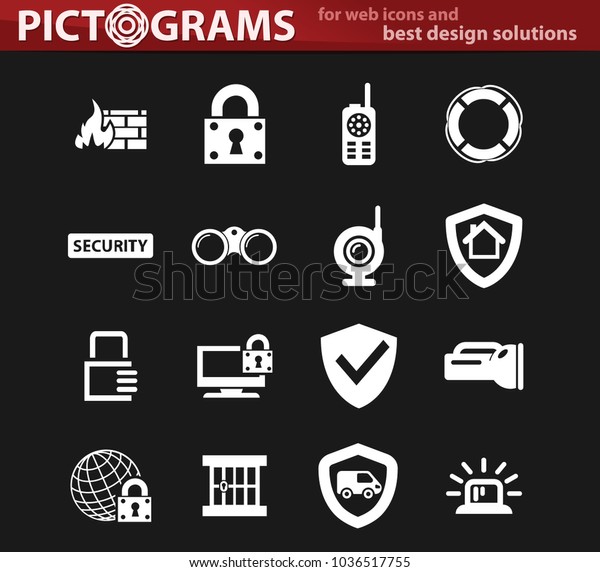 Security and protection vector icons for user\
interface design