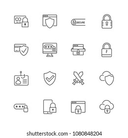 Security and protection vector line icons. Editable stroke.