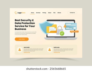 Security and protection web ui header design with minimalist illustration