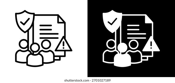 Ícone de Protocolos de Segurança branco preto Ilustração de vetor